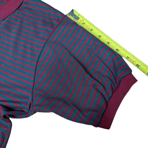 Vtg 80s J Crew Oarsman Outfitters Polo Women's Large Red Green Preppy Prep - Picture 7 of 8